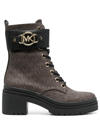 Michael Michael Kors Rory Monogram-print Combat Boots In Braun
