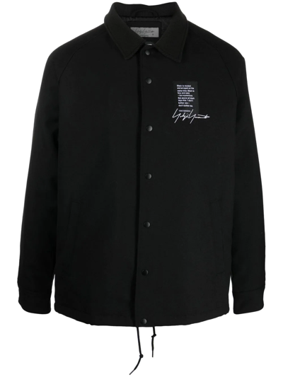 Yohji Yamamoto Logo-print Wool Shirt Jacket In Black