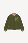 Kenzo Varsity Logo-patch Bomber Jacket In Dark Khaki