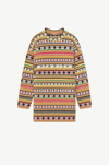Kenzo Intarsia Striped Wool And Cotton Sweater Dress In Beige