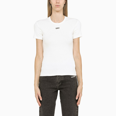 Off-white White Cotton Crew Neck T-shirt With Logo