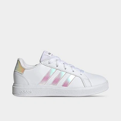 Adidas Originals Adidas Big Kids' Grand Court 2.0 Casual Shoes In Cloud White/iridescent/cloud White