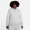 Nike Women's  Sportswear Club Fleece Pullover Hoodie (plus Size) In Dark Grey Heather/white