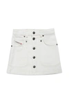 Diesel Button-down Denim Skirt In White