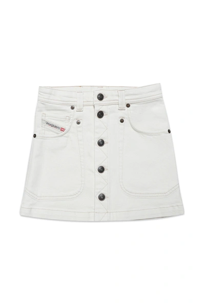 Diesel Kids' Écru Denim Skirt With Buttons In White