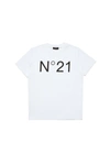 N°21 T-shirt In Cotone Con Logo In Contrasto Colore In White