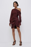 Jonathan Simkhai Cameron Gathered One-shoulder Mini Dress In Mulberry