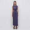 Simkhai Toni Draped Vegan Leather Cutout Midi Dress Aubergine In Aubergine