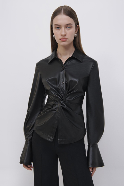 Jonathan Simkhai Louisa Vegan Leather Top In Black