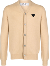 Comme Des Garçons Play Embroidered Heart Cardigan In Beige