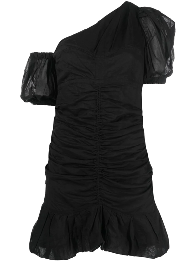 Isabel Marant Étoile Lecia Puff-sleeve Ruched Minidress In Black