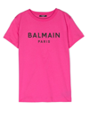 Balmain Logo-print Short-sleeve T-shirt In Pink