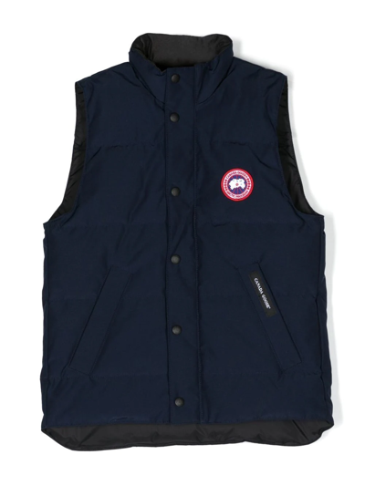 Canada Goose Kids' Logo-patch Down-feather Gilet In Blue