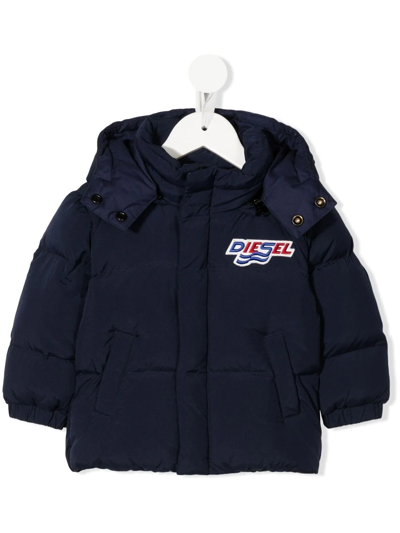 Diesel Babies' Logo-patch Puffer Jacket In Peacoat