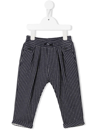 Monnalisa Babies' Striped Straight-leg Trousers In Blue