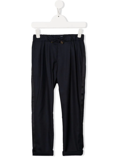 Brunello Cucinelli Kids' Mid-rise Slim-cut Trousers In Blu