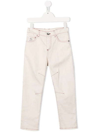 Brunello Cucinelli Kids' Mid-rise Straight Jeans In Neutrals