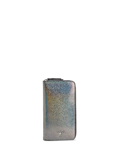 Giuseppe Zanotti Samuel Glitter Zip-around Wallet In Grey