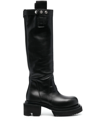Rick Owens Womens Black Mega Tractor Pull-on Leather Boots Eur 38/5 Uk In Black