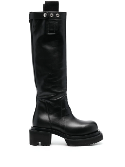 Rick Owens Black Bogun Knee-high Suede Boots