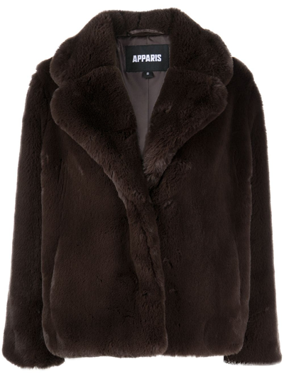 Apparis Oversized Faux-fur Coat In Brown