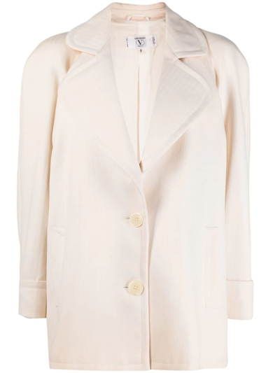 Pre-owned Valentino 1980s Notched-lapels Single-breasted Jacket In Neutrals