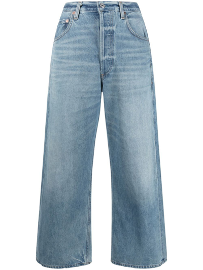 Citizens Of Humanity Blue Gaucho Cropped Wide-leg Jeans