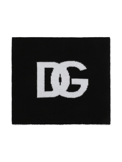 Dolce & Gabbana Virgin Wool Knit Blanket In Black