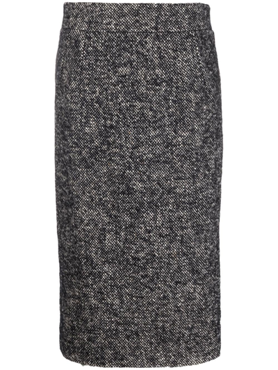 Pre-owned Dolce & Gabbana 2000s Woven Pencil Skirt In Black