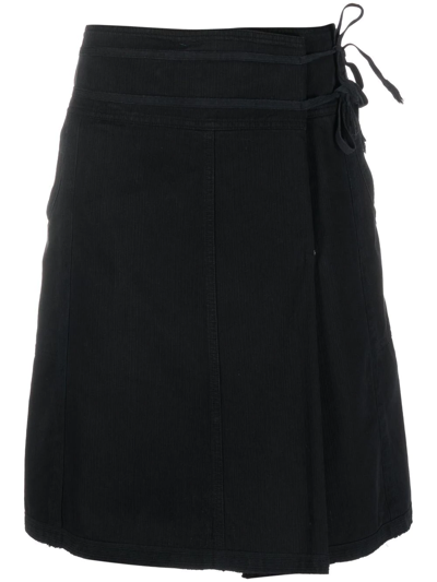 Pre-owned Dries Van Noten 2000s Side-tie A-line Skirt In Black