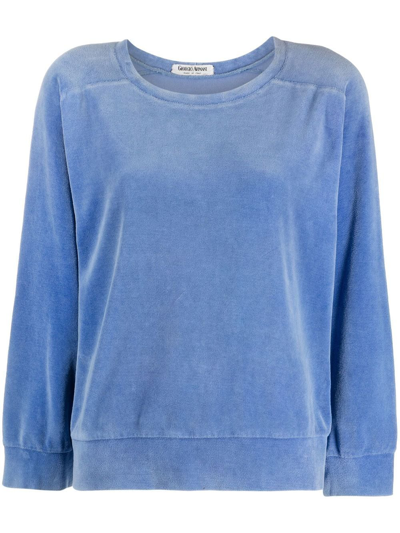 Pre-owned Giorgio Armani 1980s Plush-textured Sweatshirt In Blue