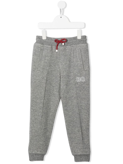 Brunello Cucinelli Kids' Logo-print Cashmere Trousers In Grey