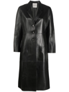 Totême Single-breasted Leather Coat In Black