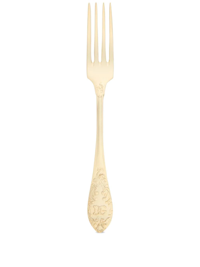 Dolce & Gabbana 24kt Gold-plated Dessert Fork In Multicolor