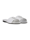 Dolce & Gabbana Perforated-logo Slides In Silver