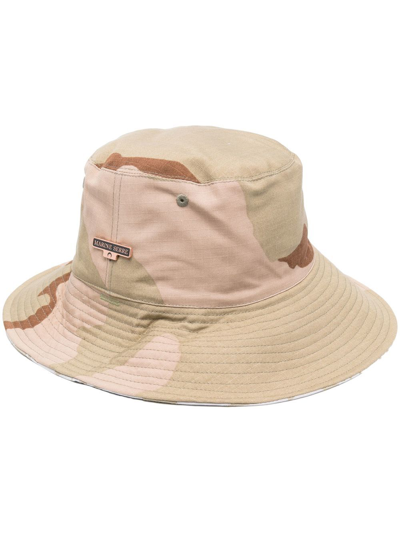 Marine Serre Neutral Reversible Cotton Bucket Hat In Neutrals