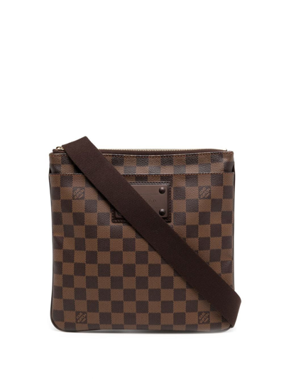 Pre-owned Louis Vuitton 2010  Damier Ebène Brooklyn Flat Crossbody Bag In Brown
