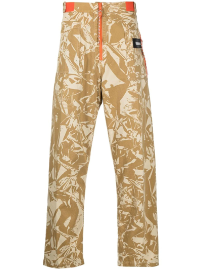 Aries Graphic-print Cotton Twill Trousers In Yellow