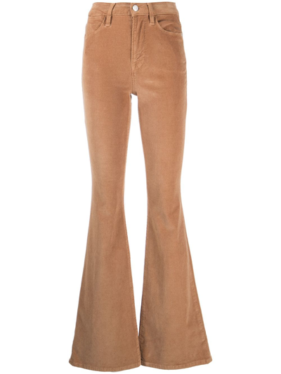Frame Le High Flare Straight-leg Cotton-blend Corduroy Pants In Camel