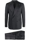Tagliatore Double-breasted Wool Suit In Grey
