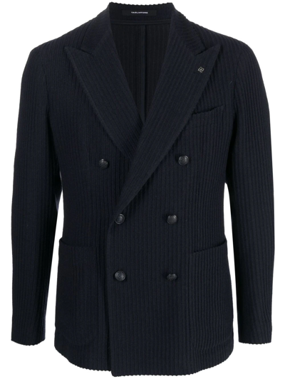 Tagliatore Corduroy Double-breasted Blazer In 1254 Blu