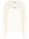 Msgm Logo Printed Crewneck Sweatshirt In Neutrals