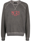 N°21 Distressed-effect Logo Sweatshirt In Grey