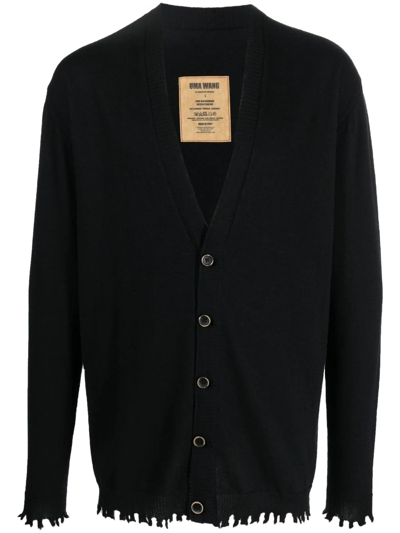 Uma Wang V-neck Knitted Cashmere Cardigan In Black