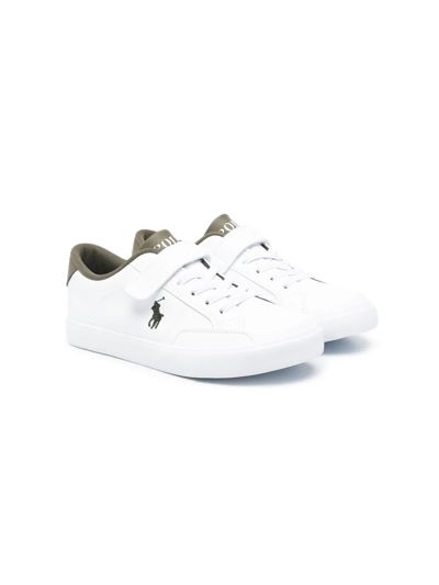 Ralph Lauren Kids' Embroidered Logo Touch-strap Trainers In White