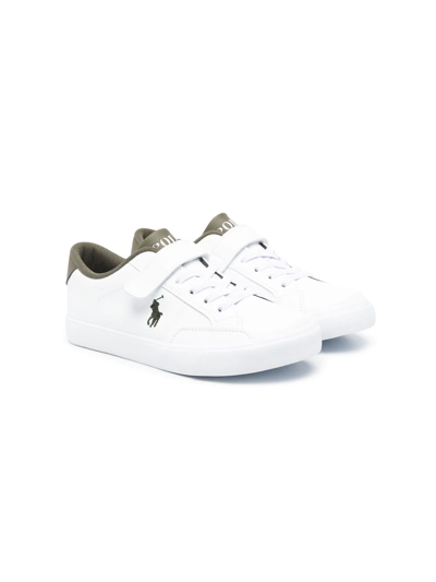 Polo Ralph Lauren Kids' Embroidered Logo Touch-strap Trainers In White
