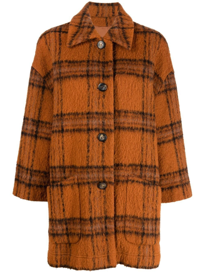 Pre-owned A.n.g.e.l.o. Vintage Cult 1970s Checkered Thigh-length Coat In Orange