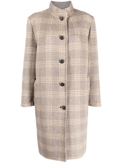 Pre-owned A.n.g.e.l.o. Vintage Cult 1960s Checkered Knee-length Coat In Neutrals