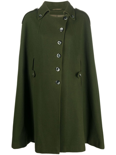 Pre-owned A.n.g.e.l.o. Vintage Cult 1970s Off-centre Fastening Cape-coat In Green