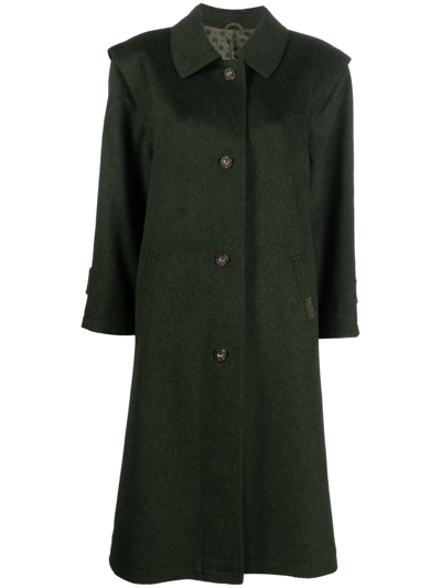 Pre-owned A.n.g.e.l.o. Vintage Cult 1970s Box Pleat Detail Knee-length Coat In Green